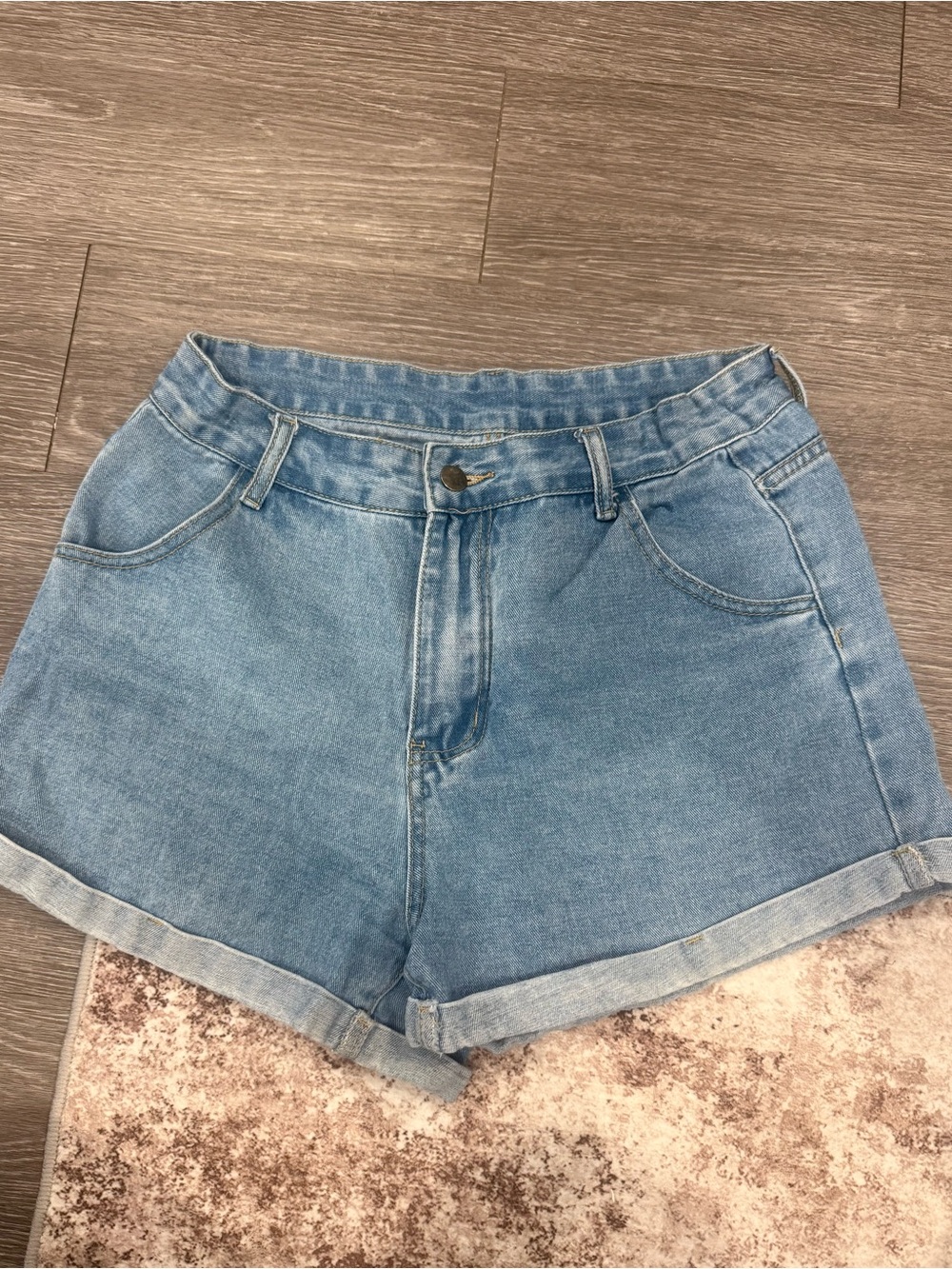 SHEIN Light Blue High-Rise Denim Shorts